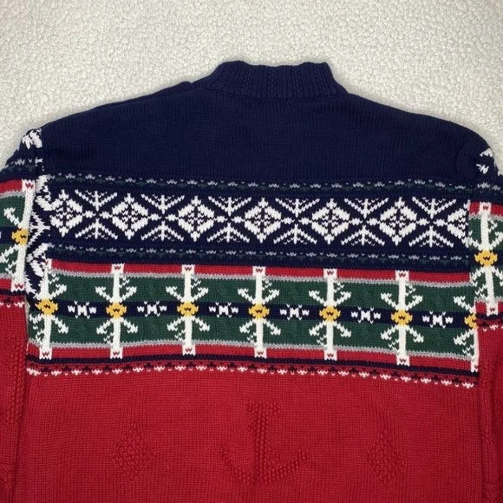 Vintage Nautica Snowflake Mock Neck Sweater: Size Large